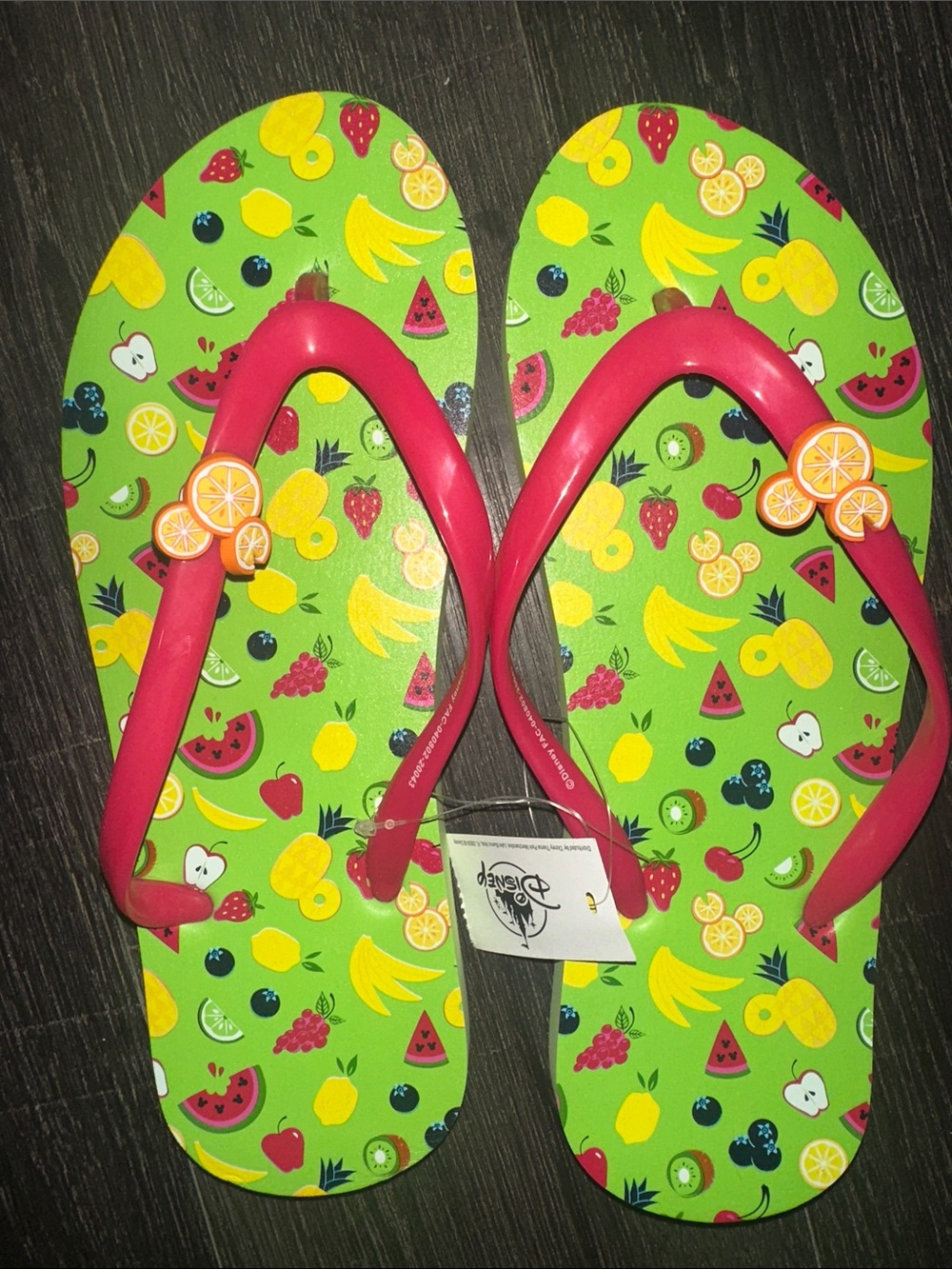Disney Fruit-Print Flip Flops with Pink Straps